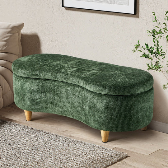 Storage Ottoman Cashew Footstool Chenille Chest Box