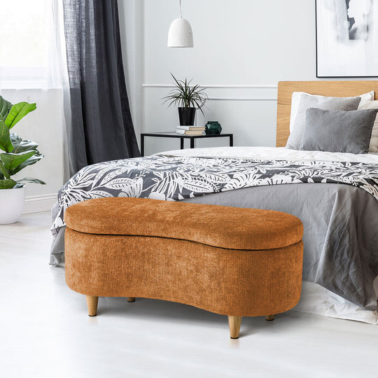 Brown Storage Ottoman Bench 97x40x39cm