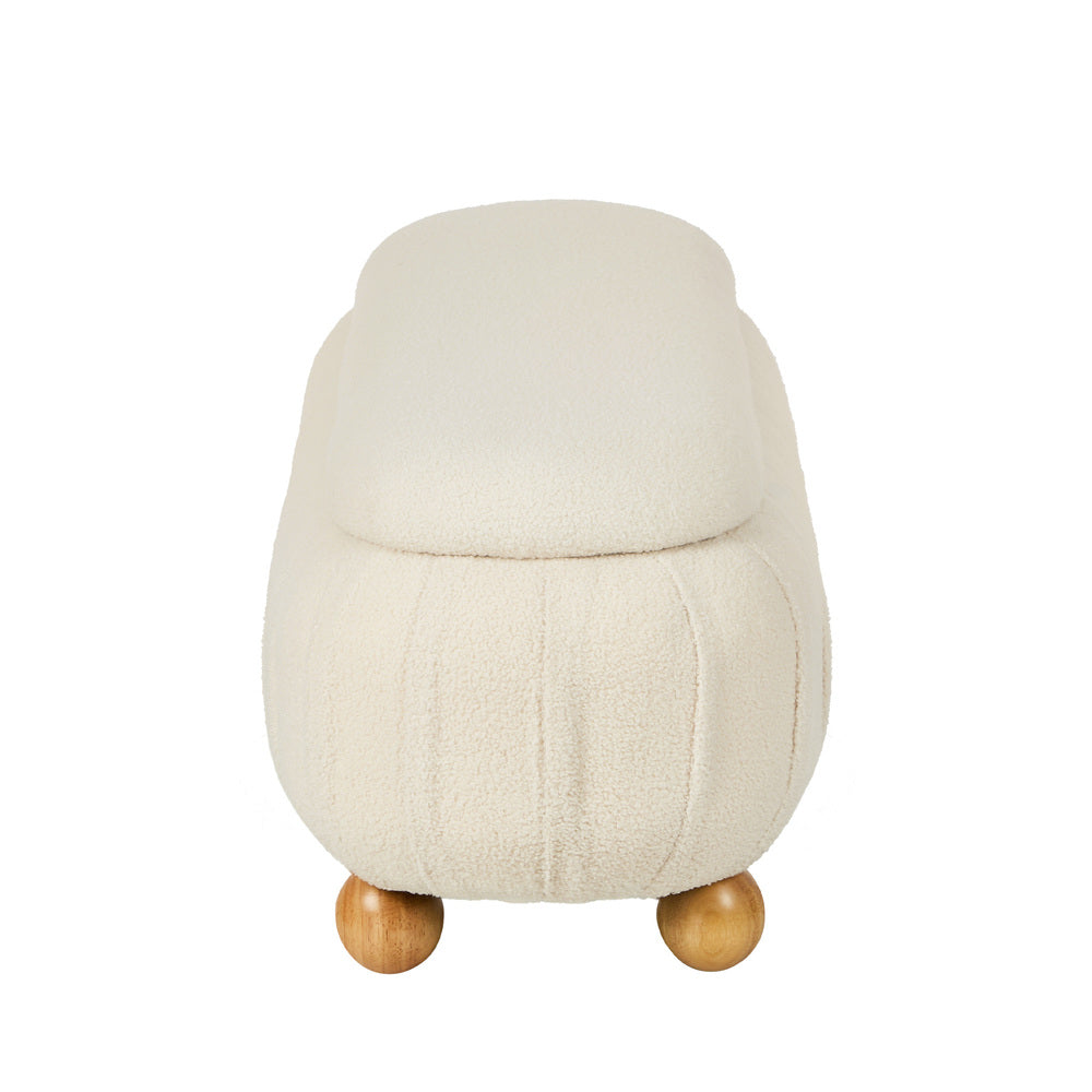 Boucle Storage Ottoman Oval Bench Beige | Simpledeals
