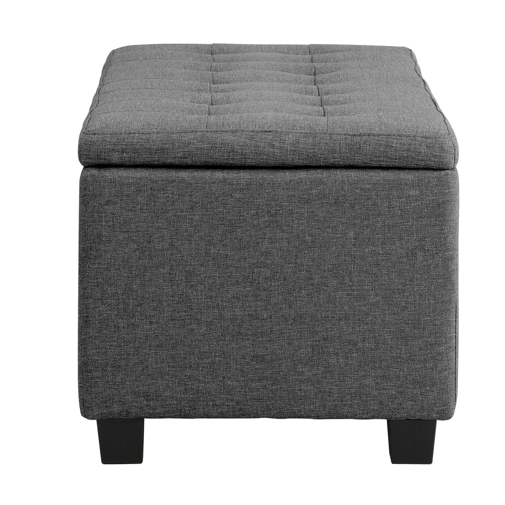 Ottoman Foot Stool: Spacious Toy Chest with Stylish Faux Linen Design-Grey\Light Grey