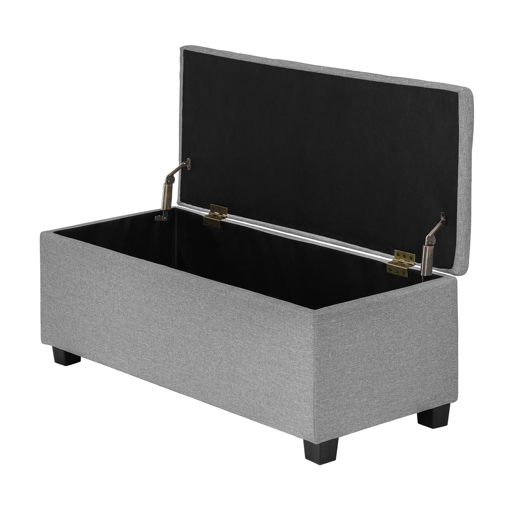 Ottoman Foot Stool: Spacious Toy Chest with Stylish Faux Linen Design-Grey\Light Grey