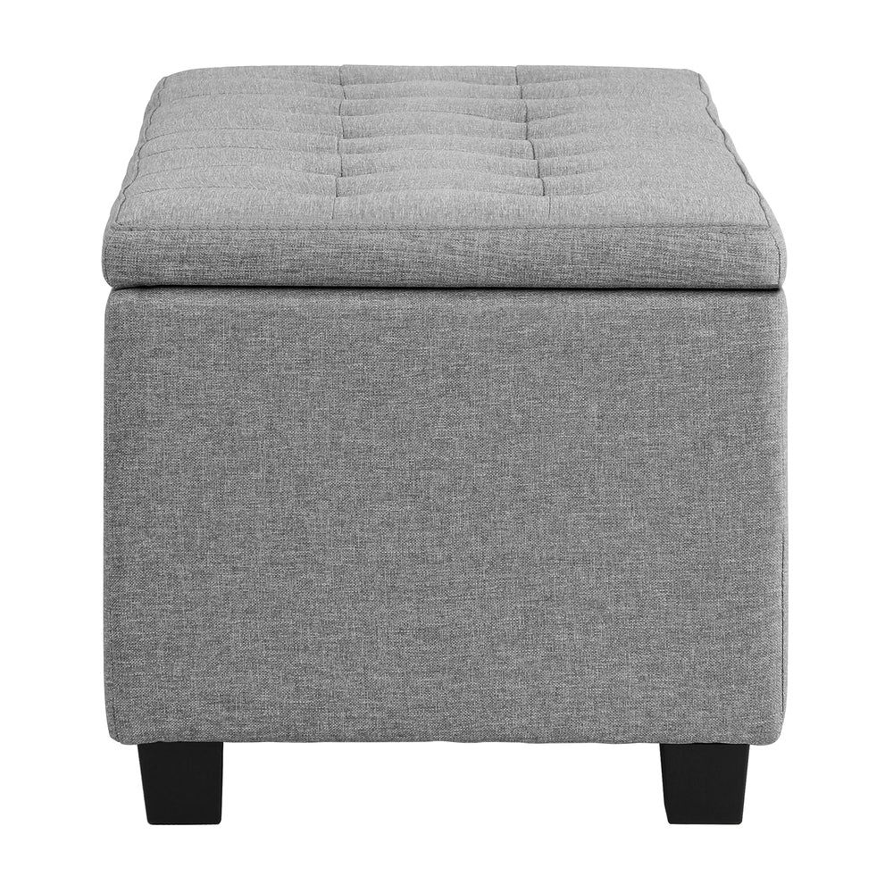 Ottoman Foot Stool: Spacious Toy Chest with Stylish Faux Linen Design-Grey\Light Grey