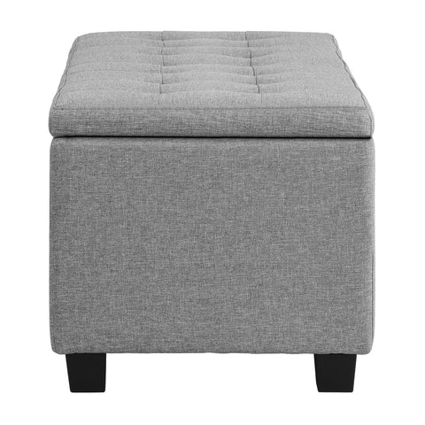 Ottoman Foot Stool: Spacious Toy Chest with Stylish Faux Linen Design-Grey\Light Grey