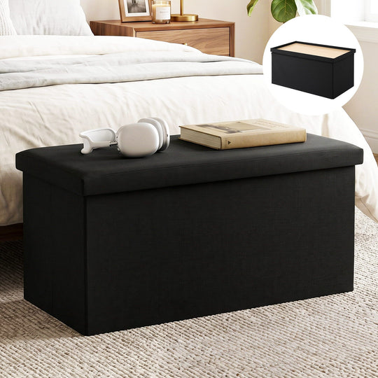 Storage Ottoman Bench Folding Blanket Box Black - Ottomans & Footstools