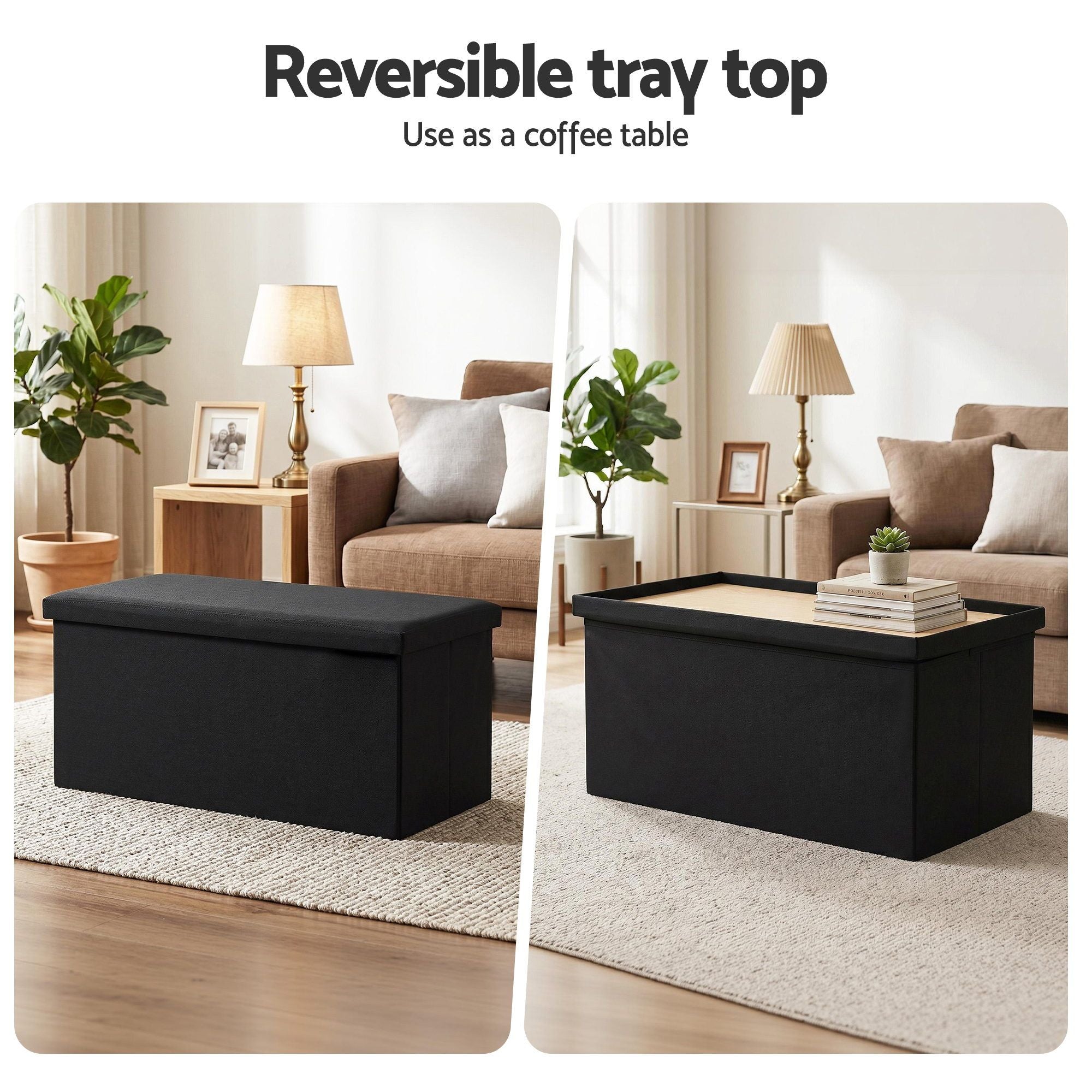 Storage Ottoman Bench Folding Blanket Box Black | Simpledeal