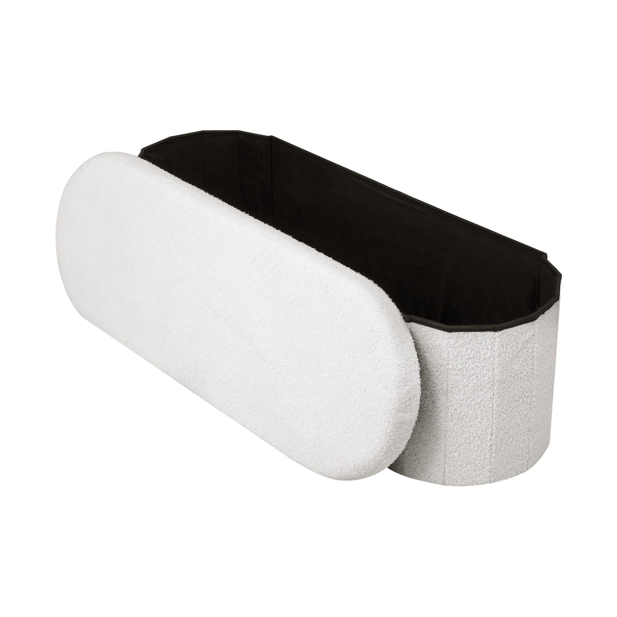 Boucle Storage Ottoman Foldable Footstool | Simpledeals