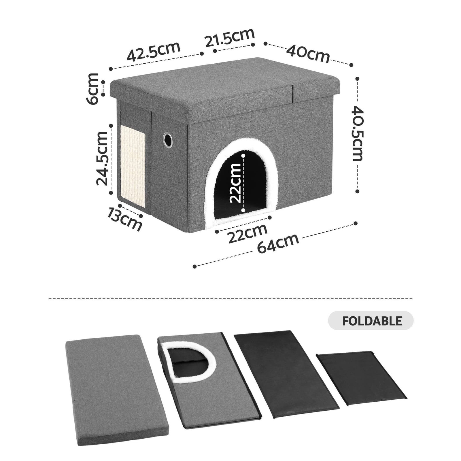 Grey Ottoman Footstool 64x40x40.5cm