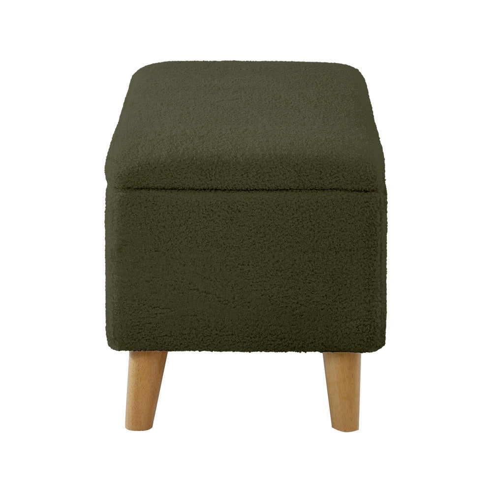 Storage Ottoman Blanket Box Chest Toy Foot Stool Bench Seat Sherpa Green