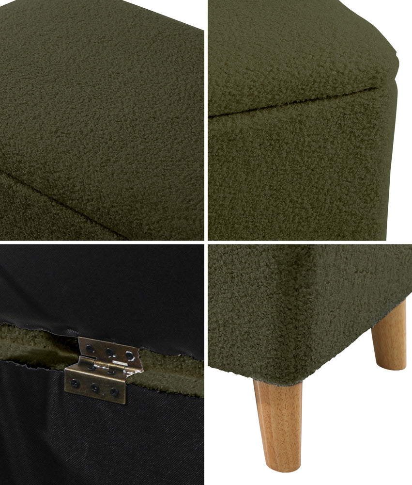Storage Ottoman Blanket Box Chest Toy Foot Stool Bench Seat Sherpa Green