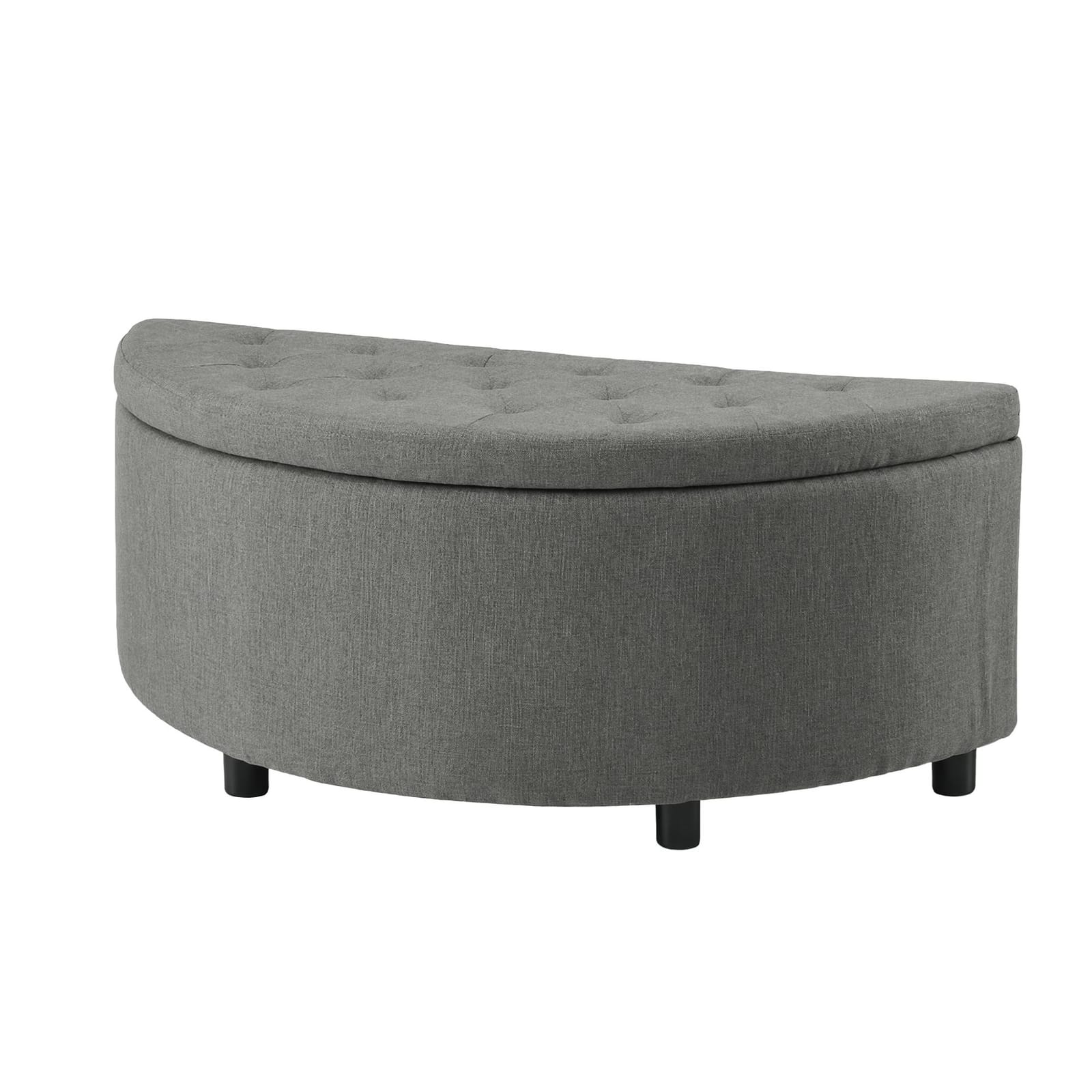 Grey Linen Ottoman Bench 110x41x46cm