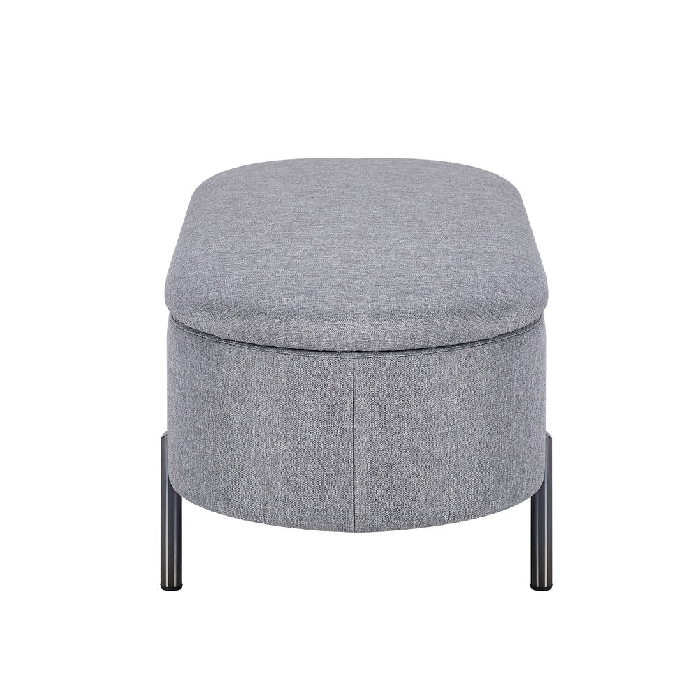 Storage Ottoman Bench Oval Blanket Linen/Sherpa