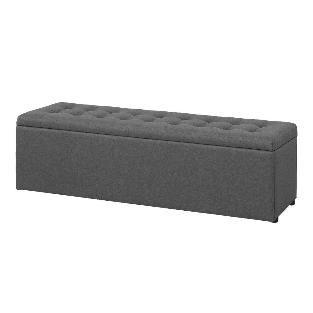 Storage Ottoman Blanket Box 140cm Linen Dark Grey