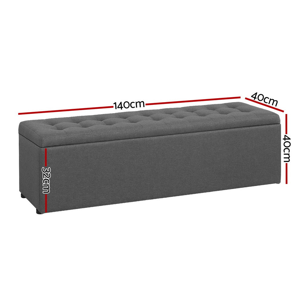 Storage Ottoman Blanket Box 140cm Linen Dark Grey