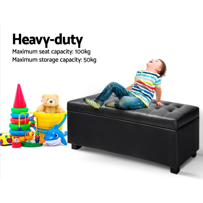 PU Leather Storage Ottoman - Black | PayPal