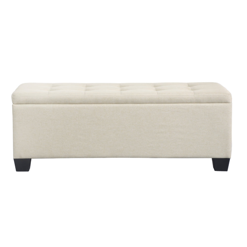 Storage Ottoman Blanket Box 97cm Linen Beige