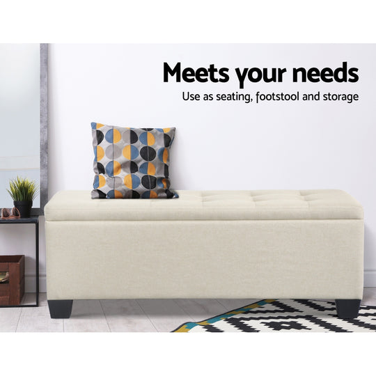 Buy Fabric Storage Ottoman Blue