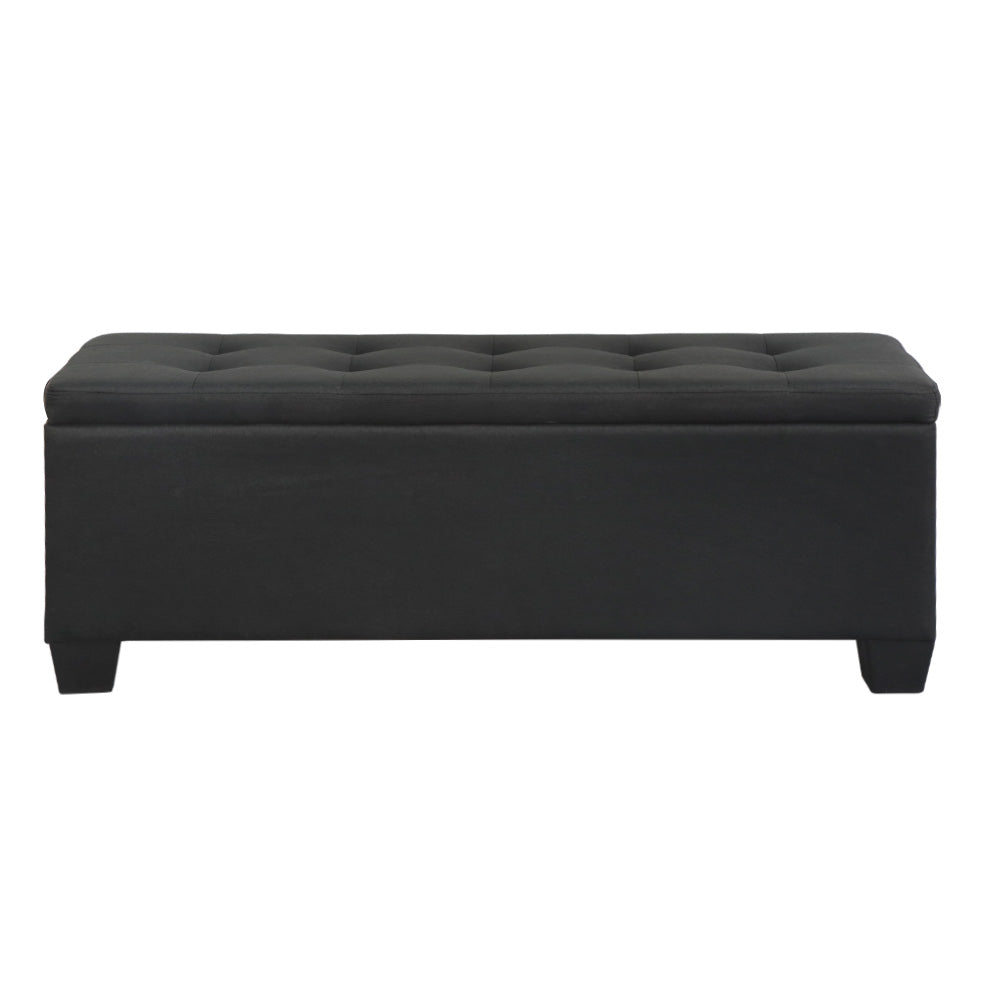 Storage Ottoman Blanket Box 97cm Linen Black