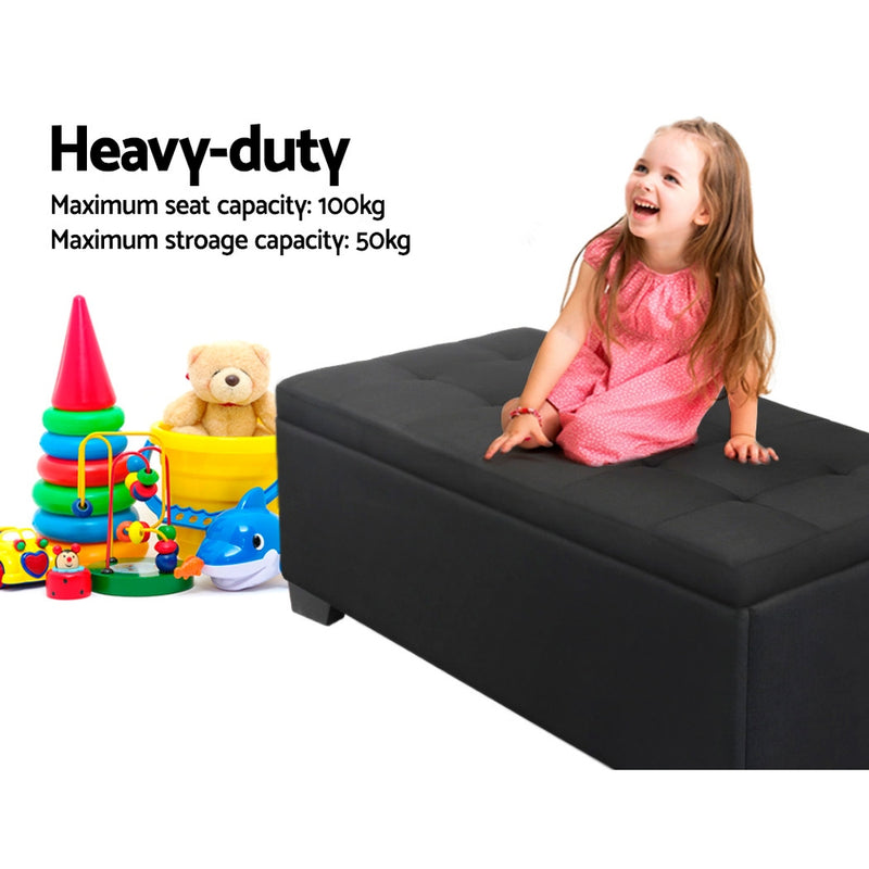 Large Fabric Storage Ottoman - Black | PayPal