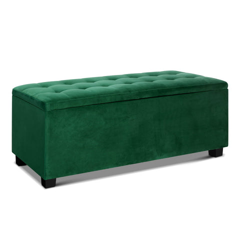 Storage Ottoman Blanket Box 98Cm Velvet Green