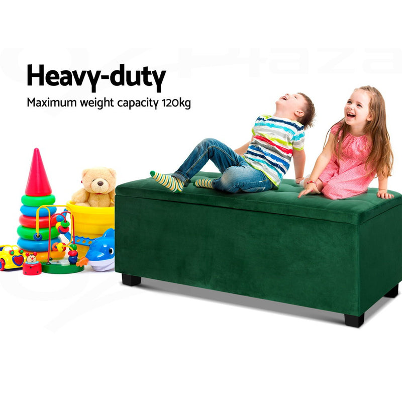 Storage Ottoman Blanket Box 98cm Velvet Green | 98Cm