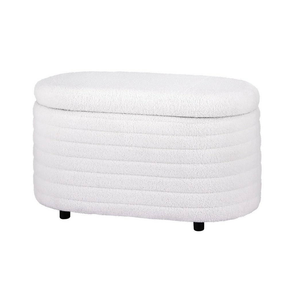 Storage Ottoman Blanket Box 87cm Boucle Fabric
