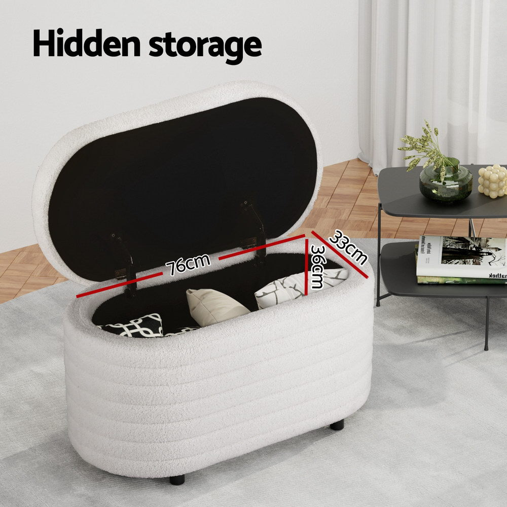 Storage Ottoman Blanket Box 87cm Boucle Fabric