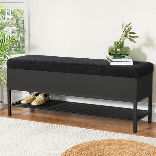 110Cm - Storage Ottoman Blanket Box 110cm Boucle Shelf