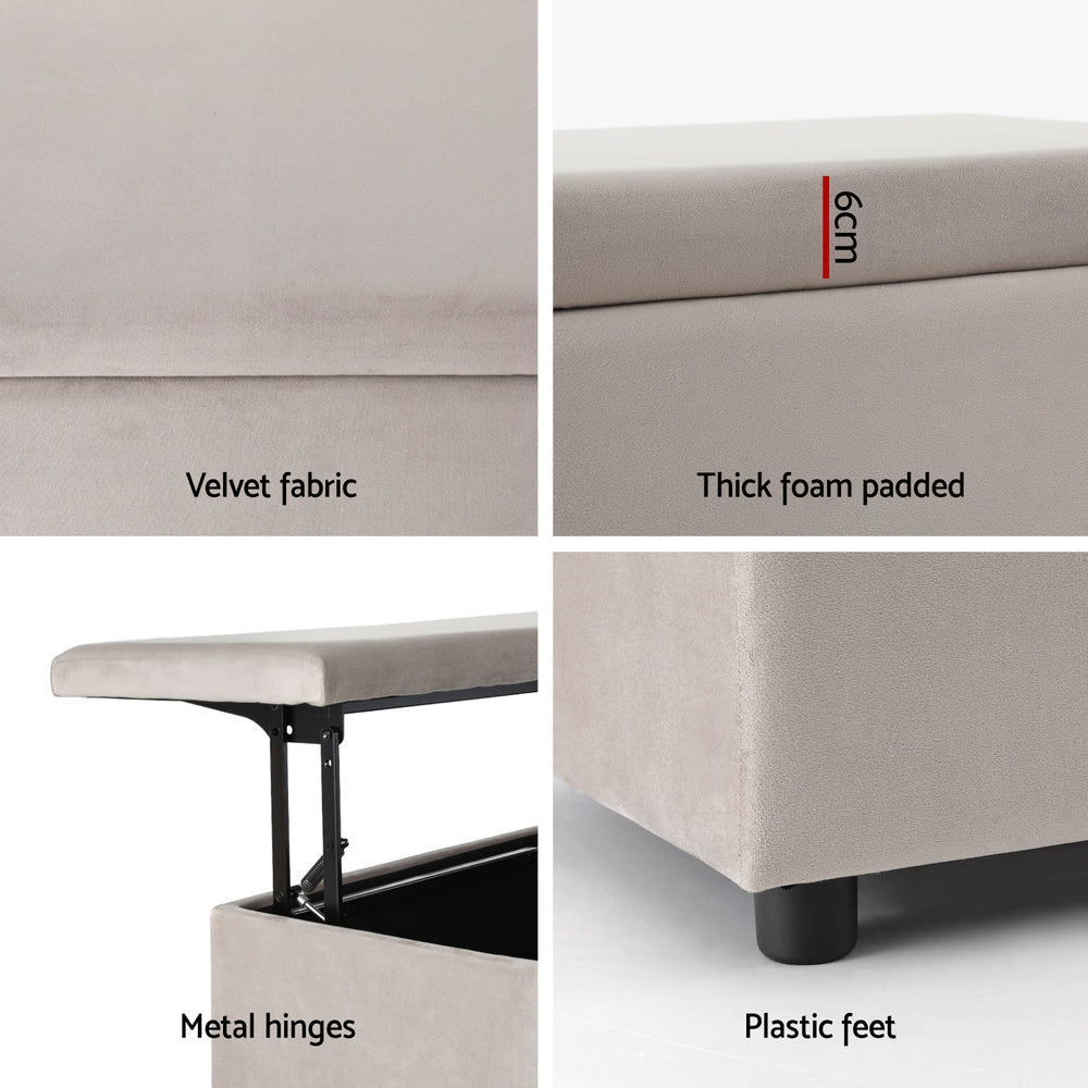 Storage Ottoman Blanket Box Table 97cm Velvet Taupe