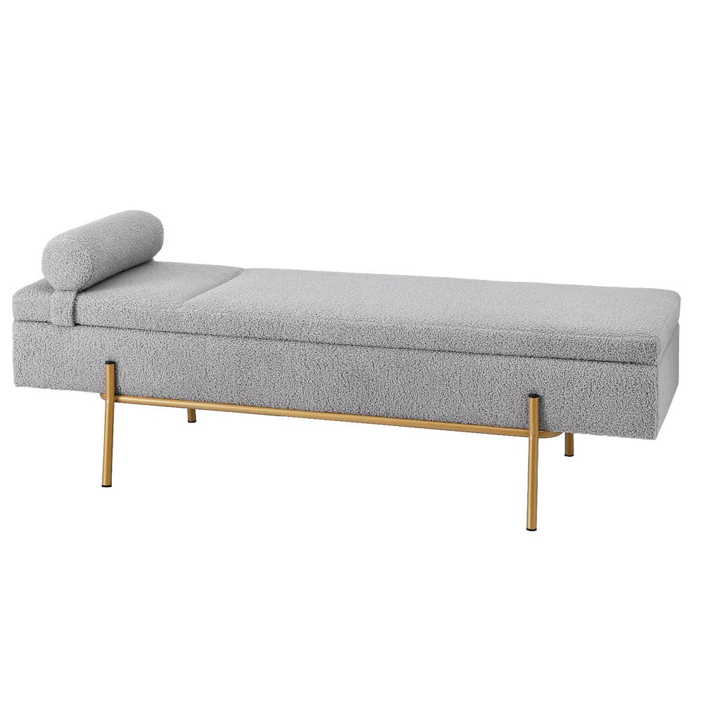 Storage Ottoman Grey Foot Stool 140x48x41cm
