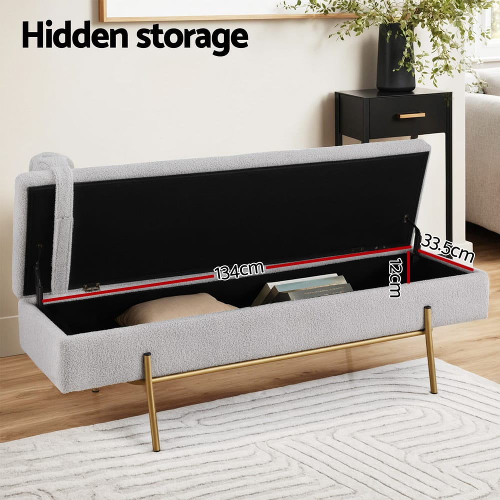 Storage Ottoman Grey Foot Stool 140x48x41cm