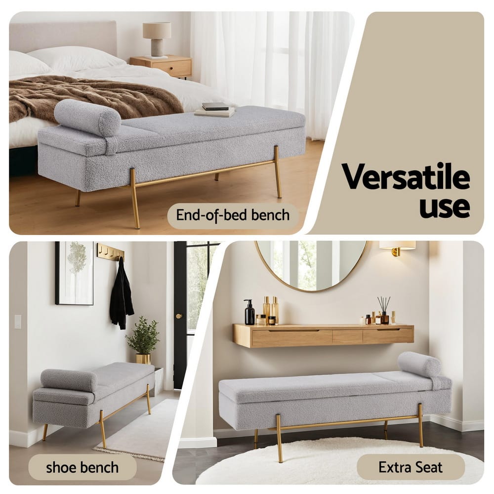 Storage Ottoman Grey Foot Stool 140x48x41cm