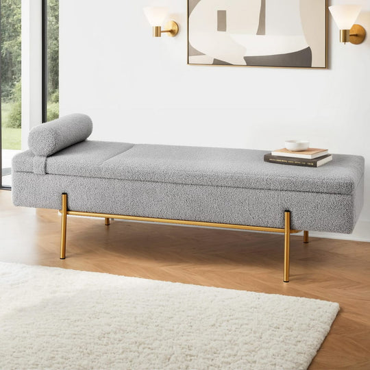 Storage Ottoman Grey Foot Stool 140x48x41cm