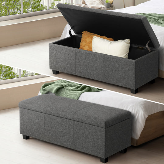 Large Blanket Box Ottoman - Stylish Arm Foot Stool with