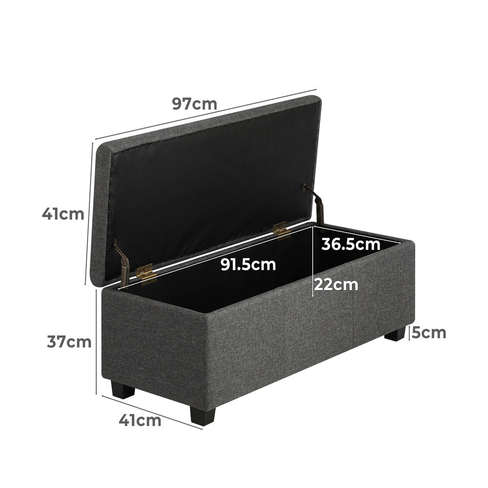 Large Blanket Box Ottoman - Stylish Arm Foot Stool with Ample Storage