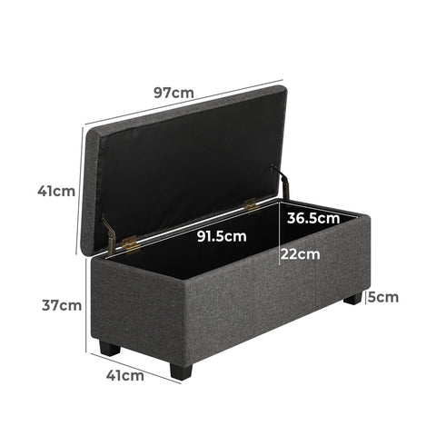 Large Blanket Box Ottoman - Stylish Arm Foot Stool with Ample Storage