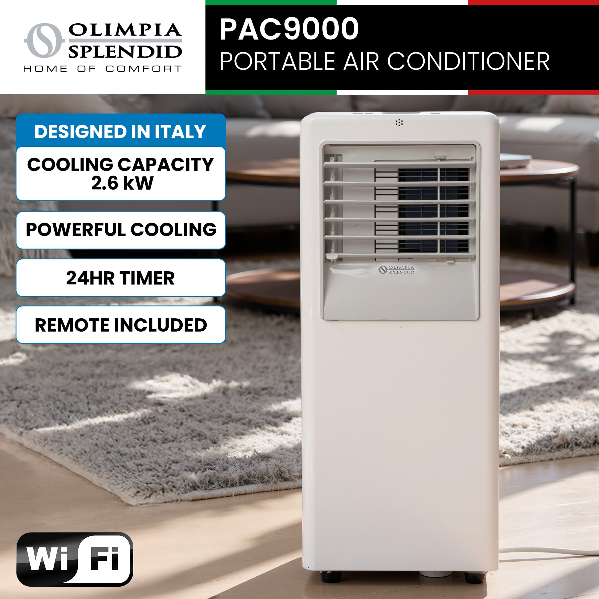 Portable Air Conditioner 2.6kW Wifi 67.5x28.4x29cm