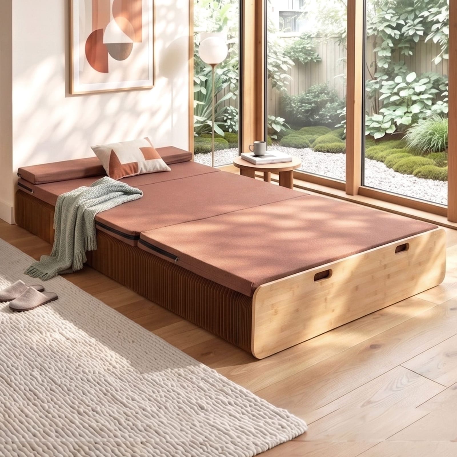 Folding Paper Bed Frame Brown 200x120cm