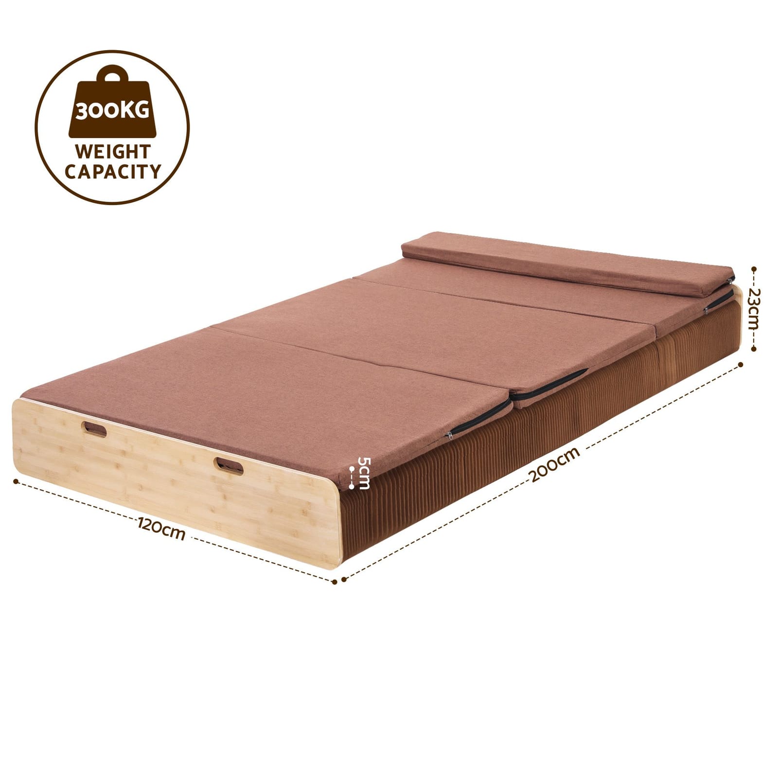 Folding Paper Bed Frame Brown 200x120cm