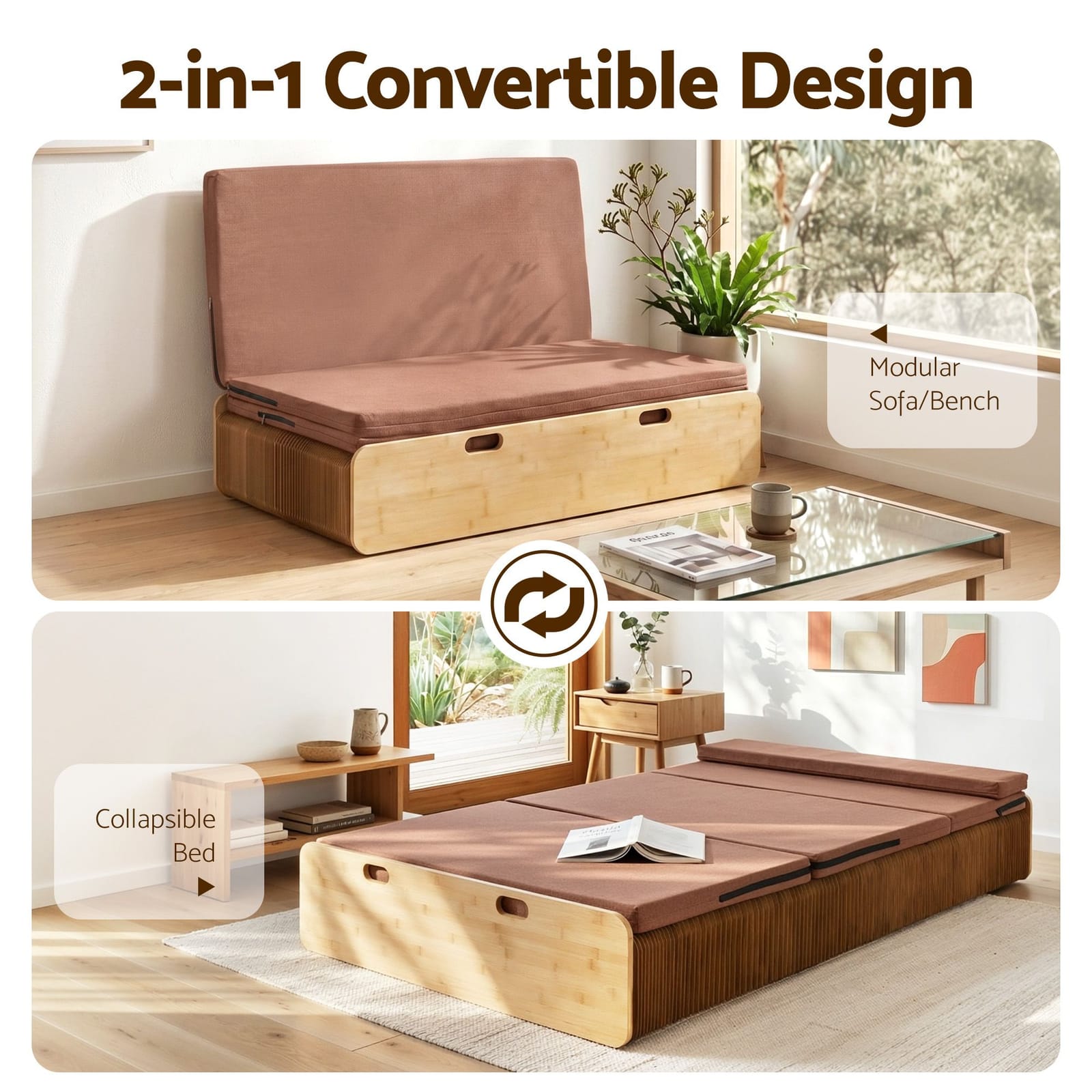 Folding Paper Bed Frame Brown 200x120cm