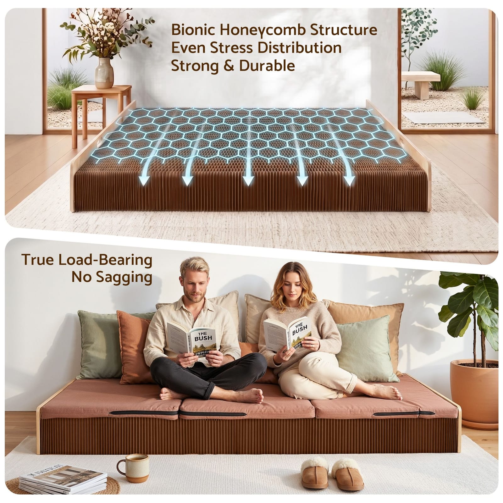 Folding Paper Bed Frame Brown 200x120cm