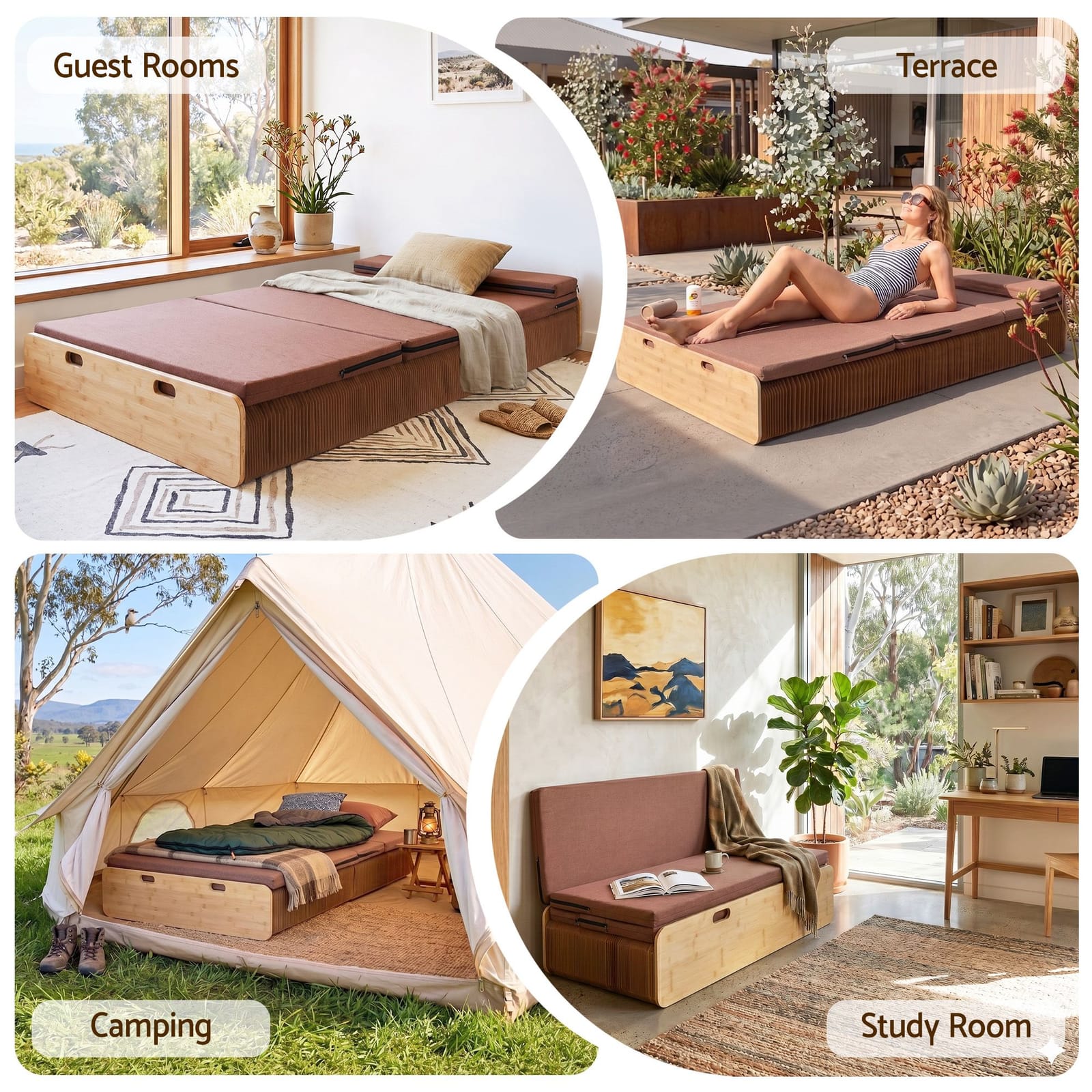 Folding Paper Bed Frame Brown 200x120cm