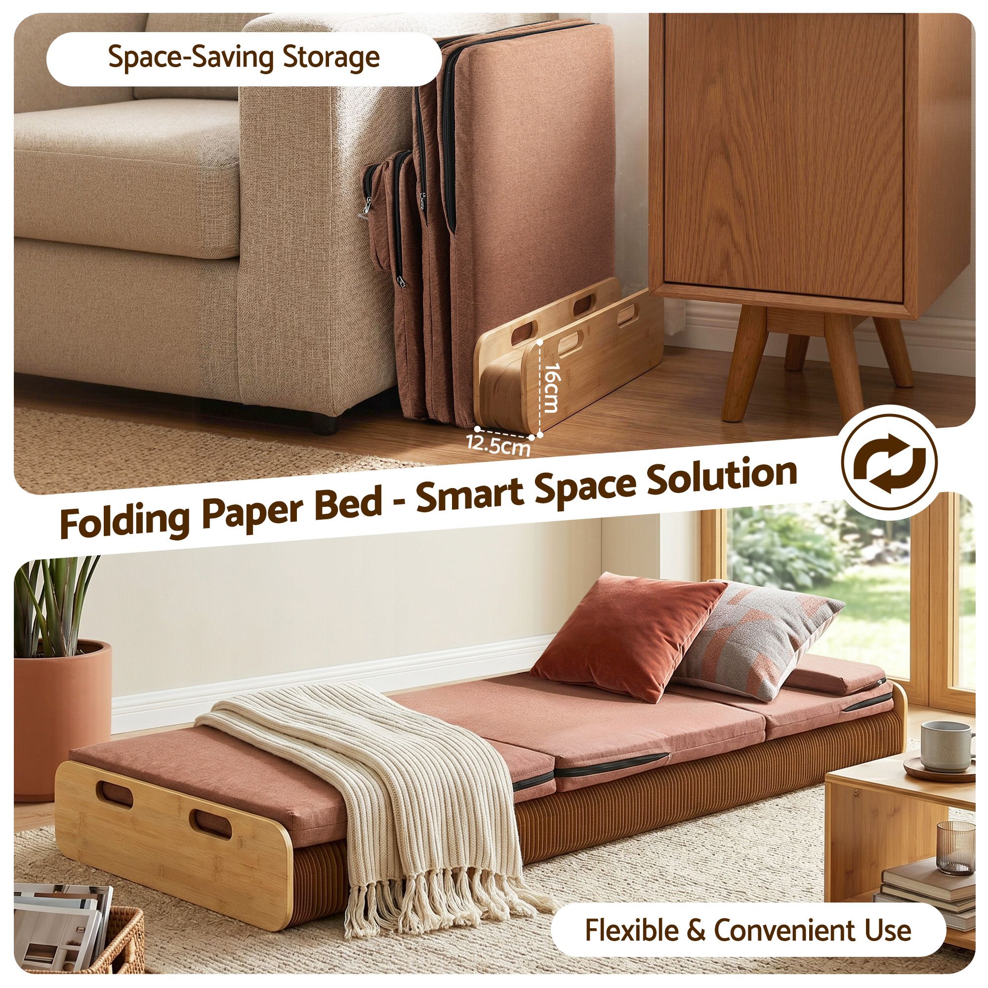 Folding Paper Bed Frame Mattress 300kg | Simpledeals