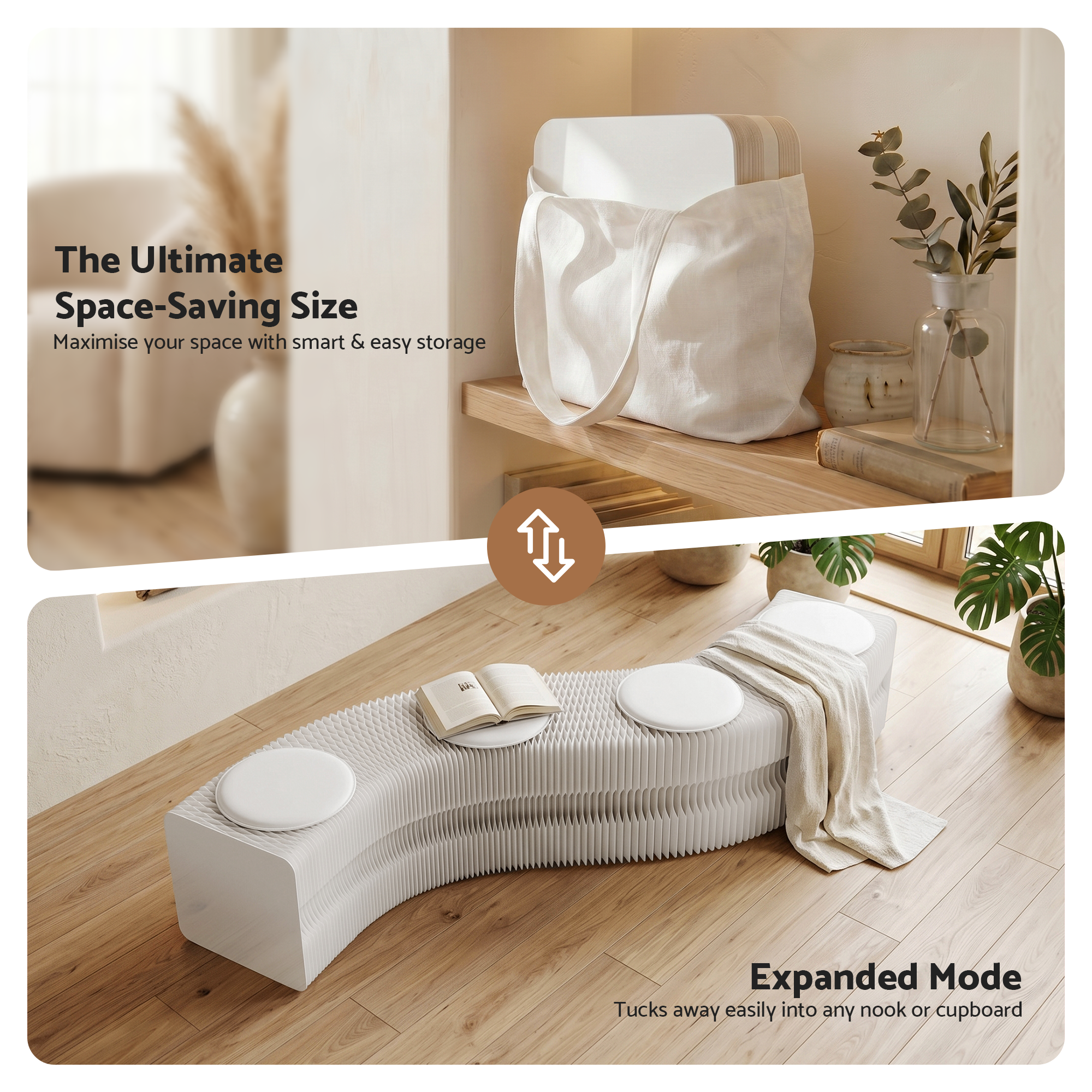 Folding Paper Bench 4 Seat Accordion Stool | Simpledeals