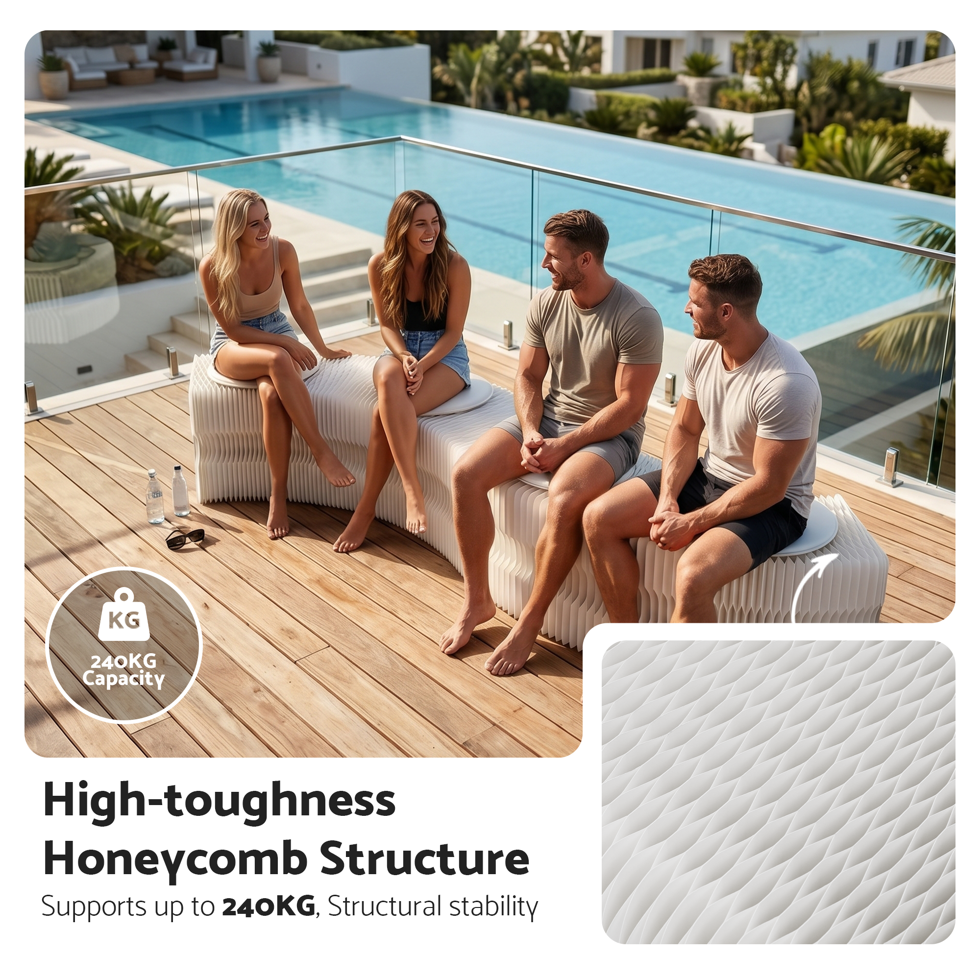 Folding Paper Bench 4 Seat Accordion Stool | Simpledeals