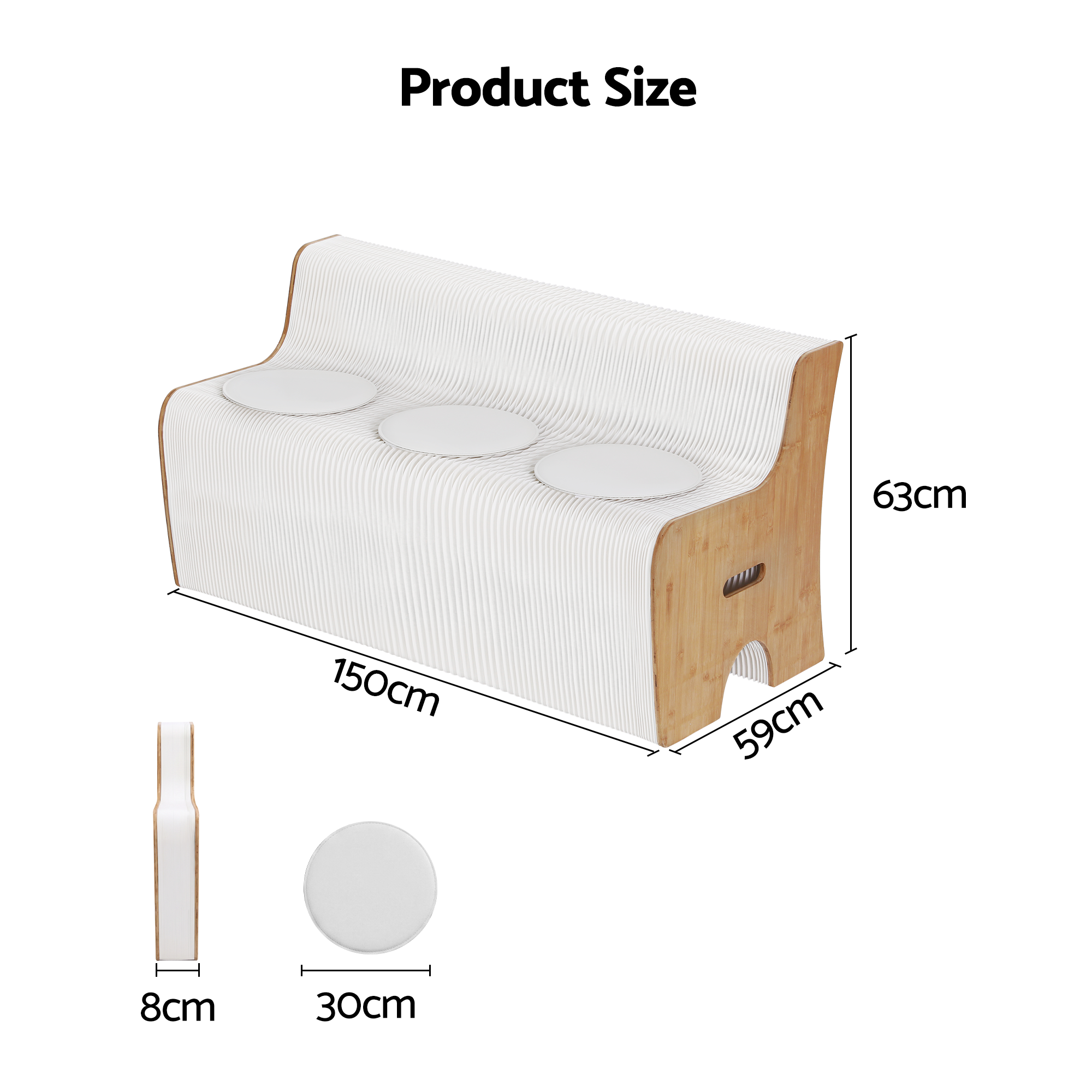 Folding Paper Sofa 3 Seater 300kg Bench | Simpledeals