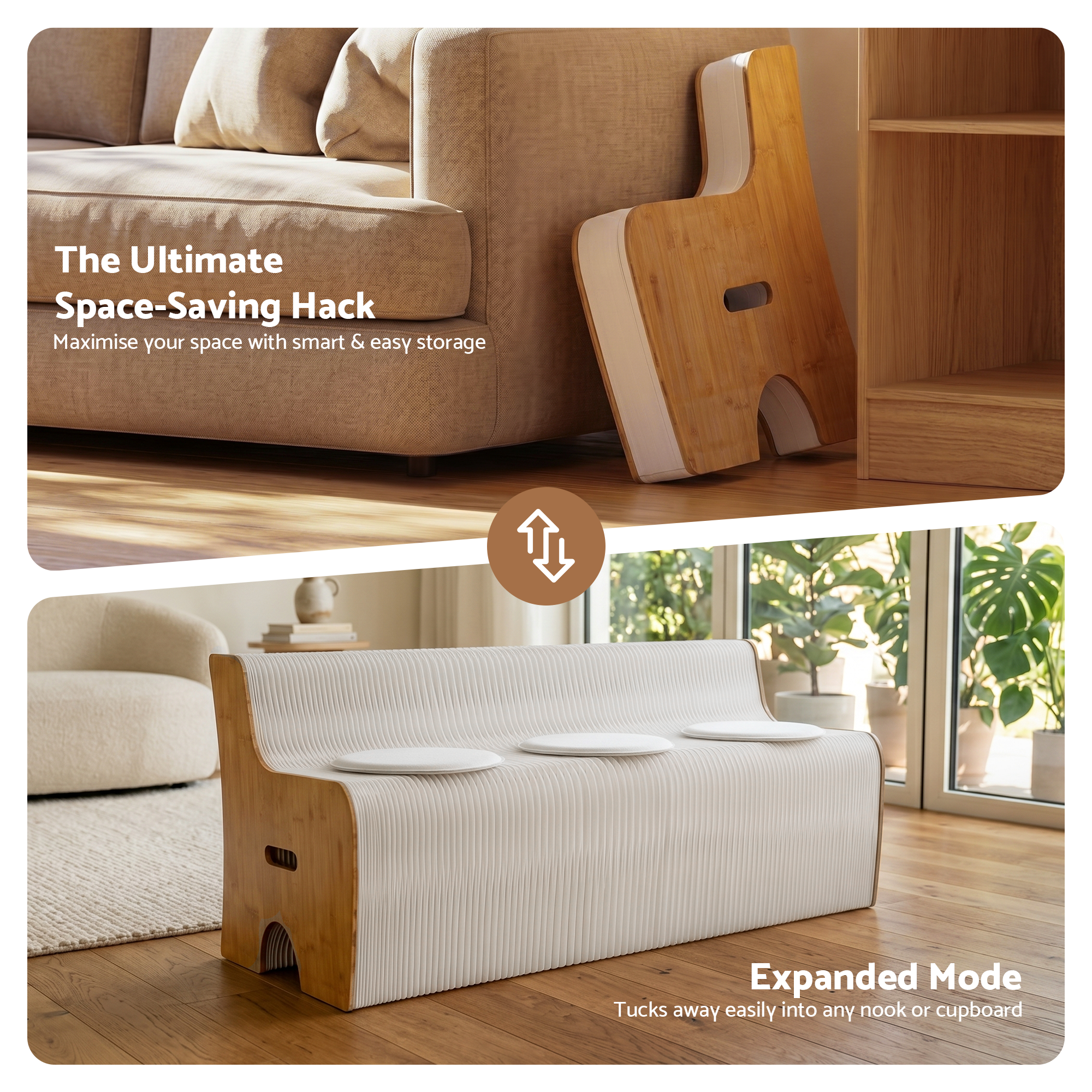 Folding Paper Sofa 3 Seater 300kg Bench | Simpledeals
