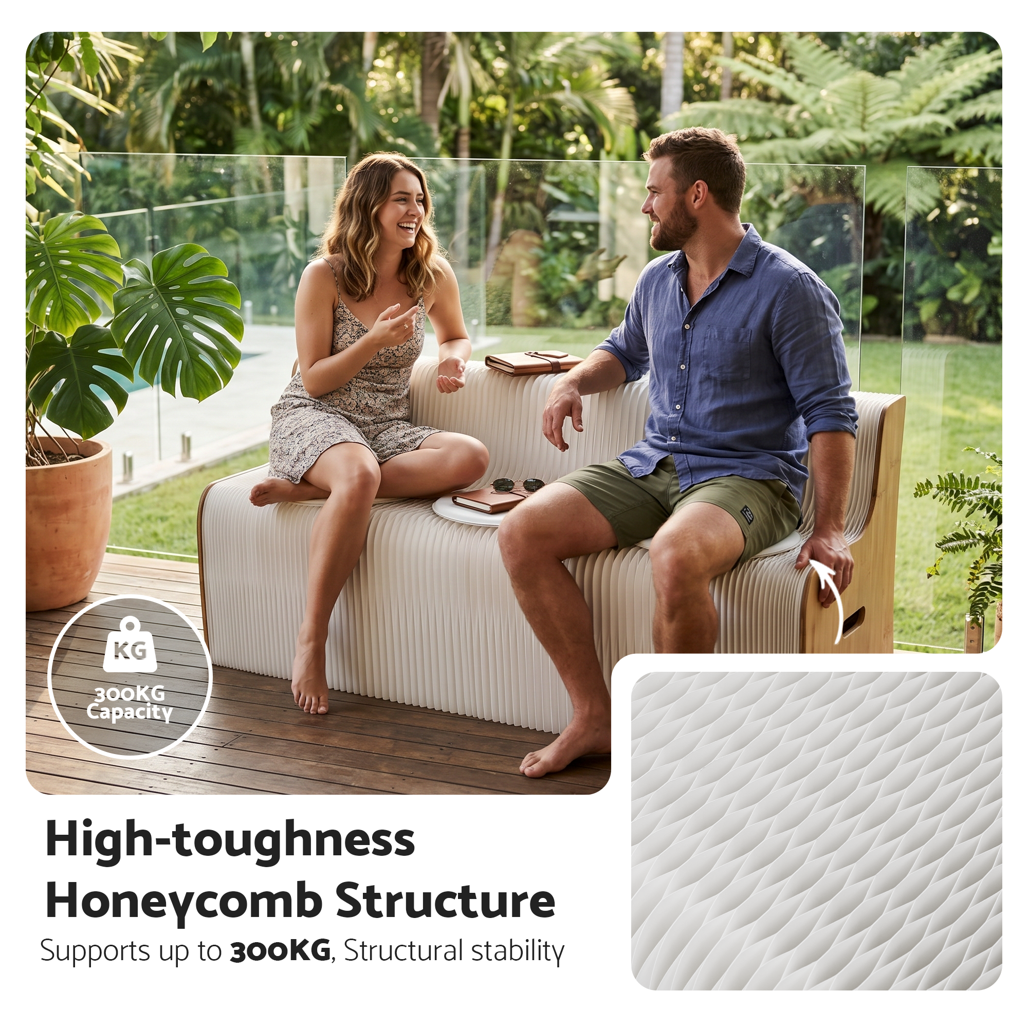 Folding Paper Sofa 3 Seater 300kg Bench | Simpledeals
