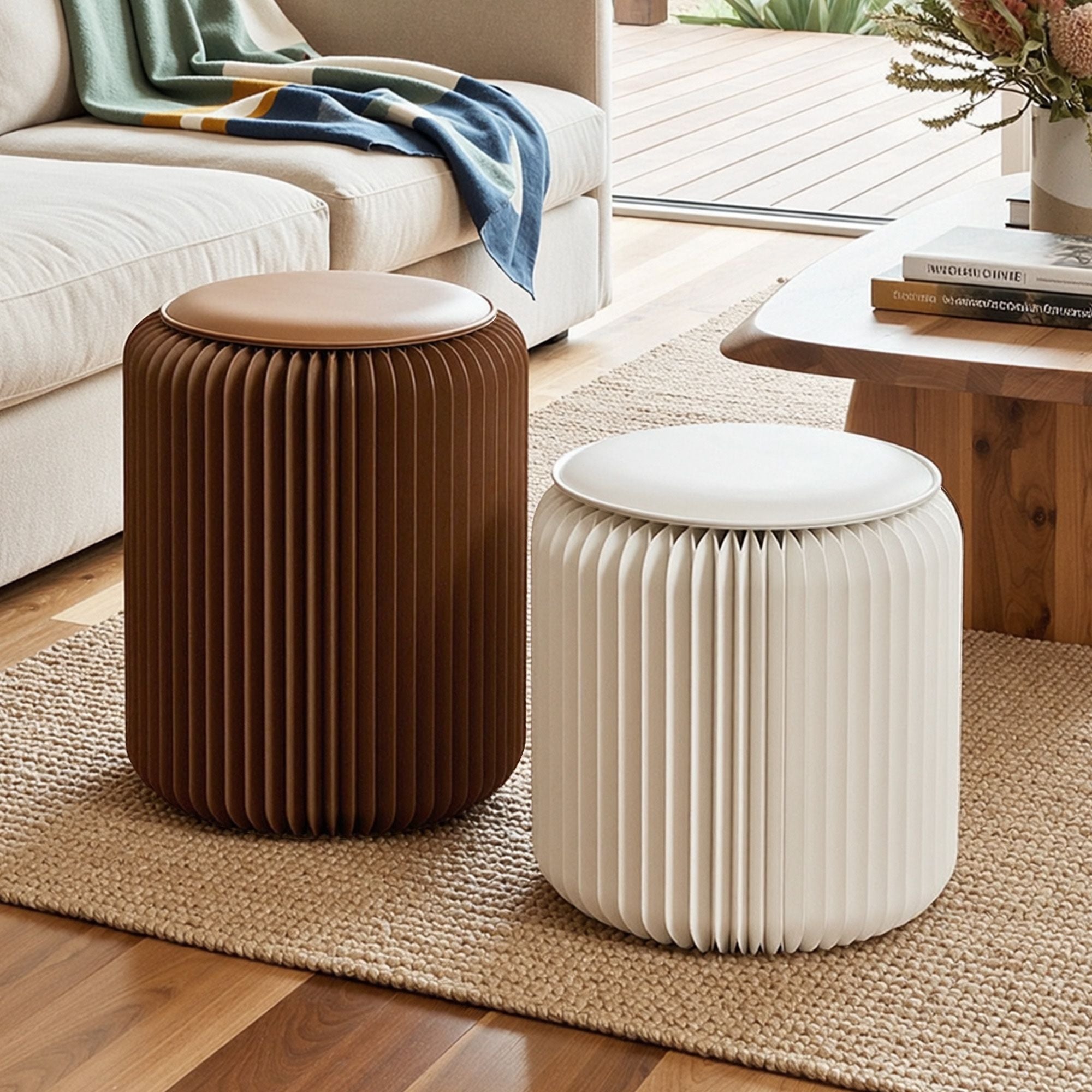 Folding Paper Stools Set 2 Cushions 100KG | Simpledeals