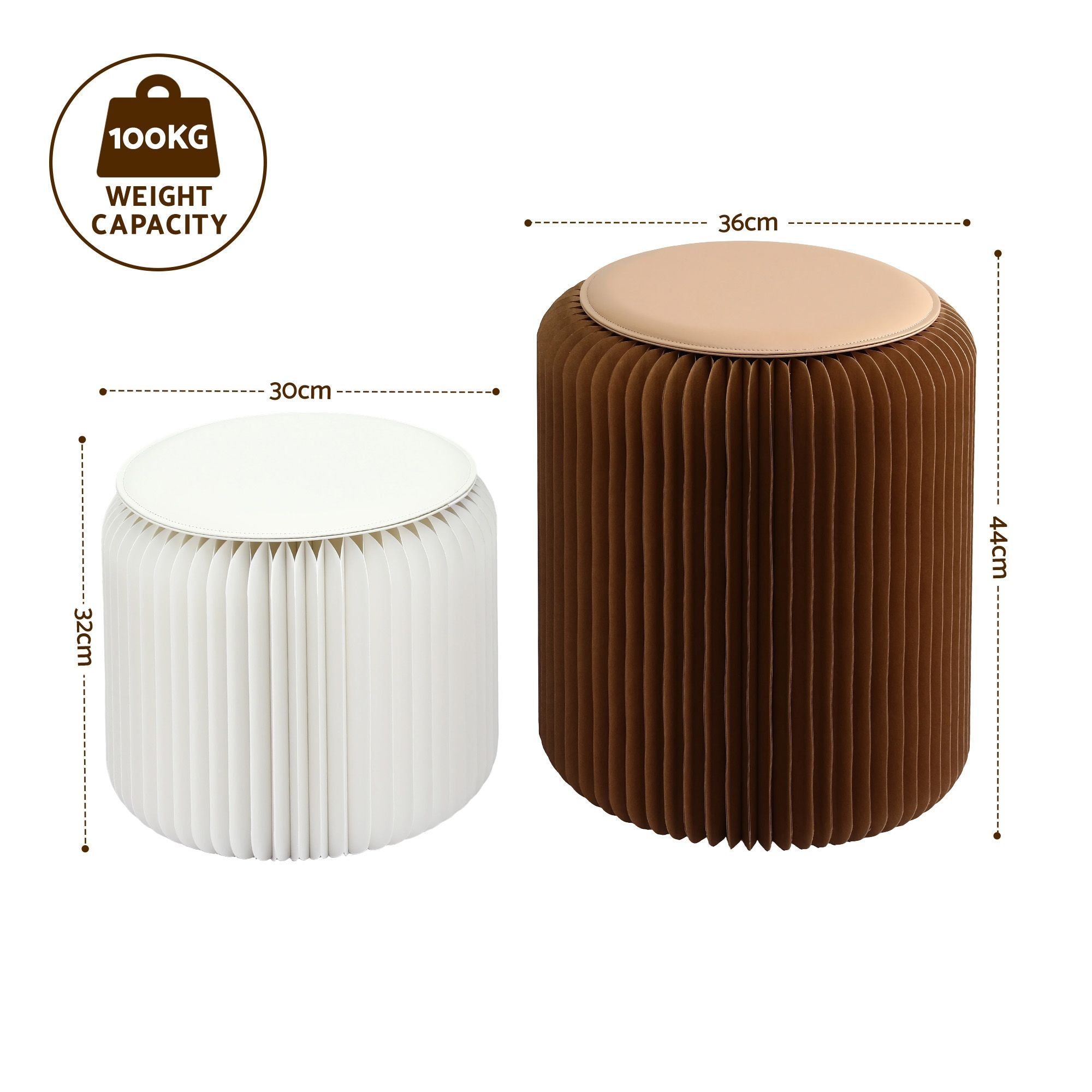 Folding Paper Stools Set 2 Cushions 100KG | Simpledeals