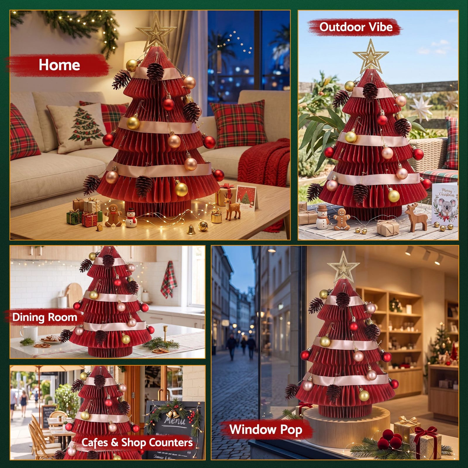 Folding Christmas Tree 2X 28x38cm